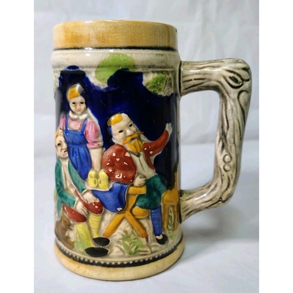 Vtg 1960s German Style Ceramic Beer Stein Mug Made in Japan 7in Hand painted